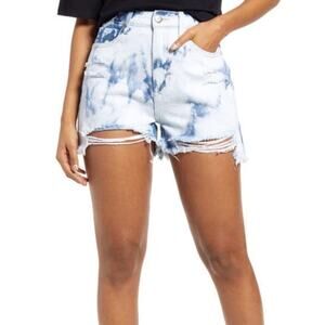 NWT BP. Destroyed High Rise Blue Bleach Dyed Jean Shorts size 23"